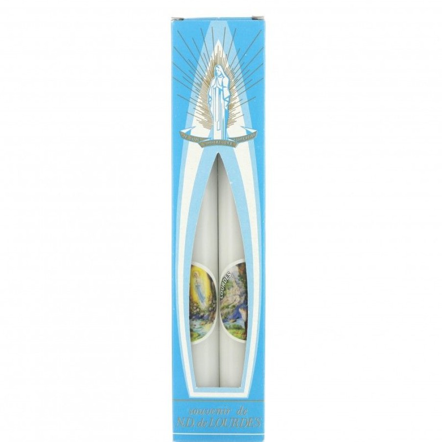 Palais du Rosaire Bougie Decorative | Lot De Deux Bougies De L'Apparition De Lourdes 18Cm