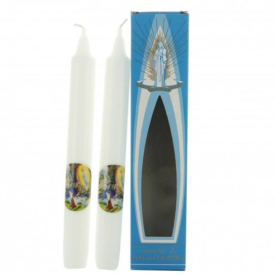 Palais du Rosaire Bougie Decorative | Lot De Deux Bougies De L'Apparition De Lourdes 18Cm