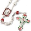 Palais du Rosaire Chapelet Argent | Chapelet De Lourdes Plaque Argent Avec Des Roses Colorees
