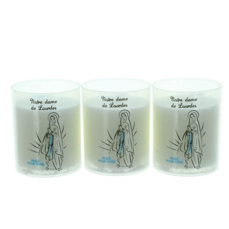 Palais du Rosaire Bougie Votive | Lot De 3 Bougies Veilleuses Notre Dame De Lourdes 6Cm