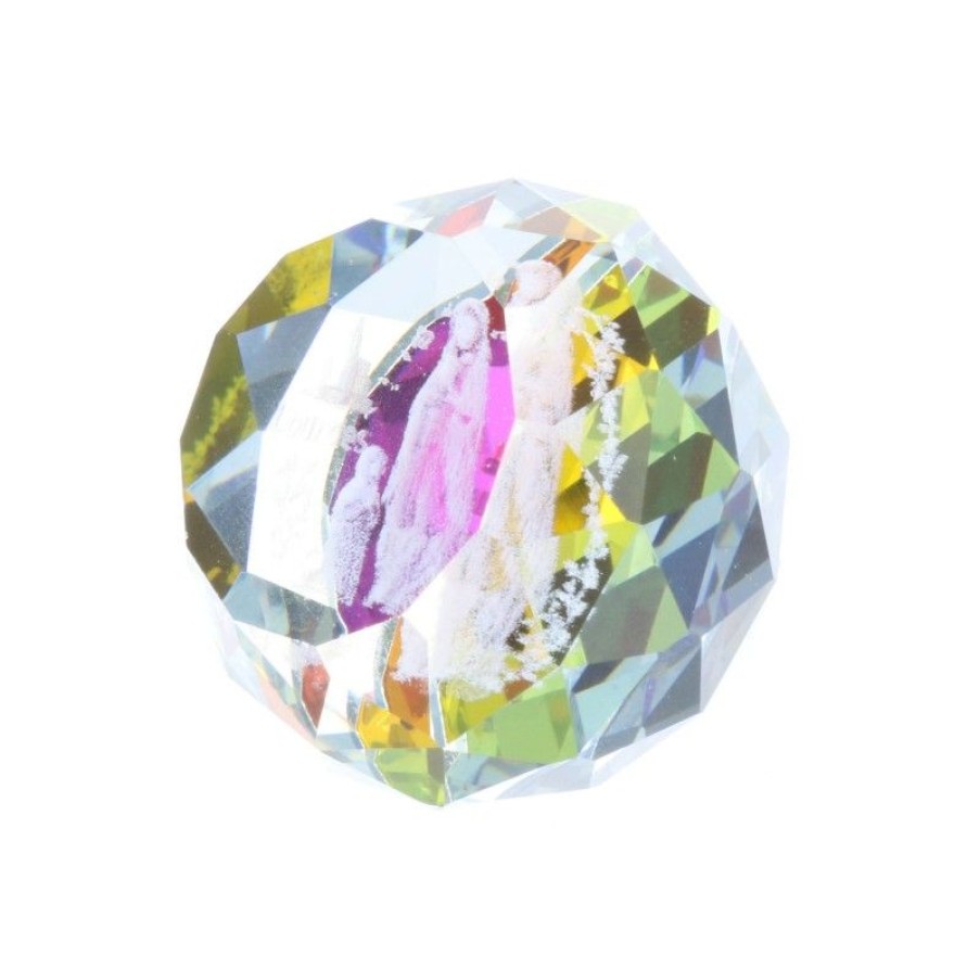 Palais du Rosaire Verre Grave | Verre Grave Laser 3D Reflets Colores Et Apparition De Lourdes 2,5 Cm