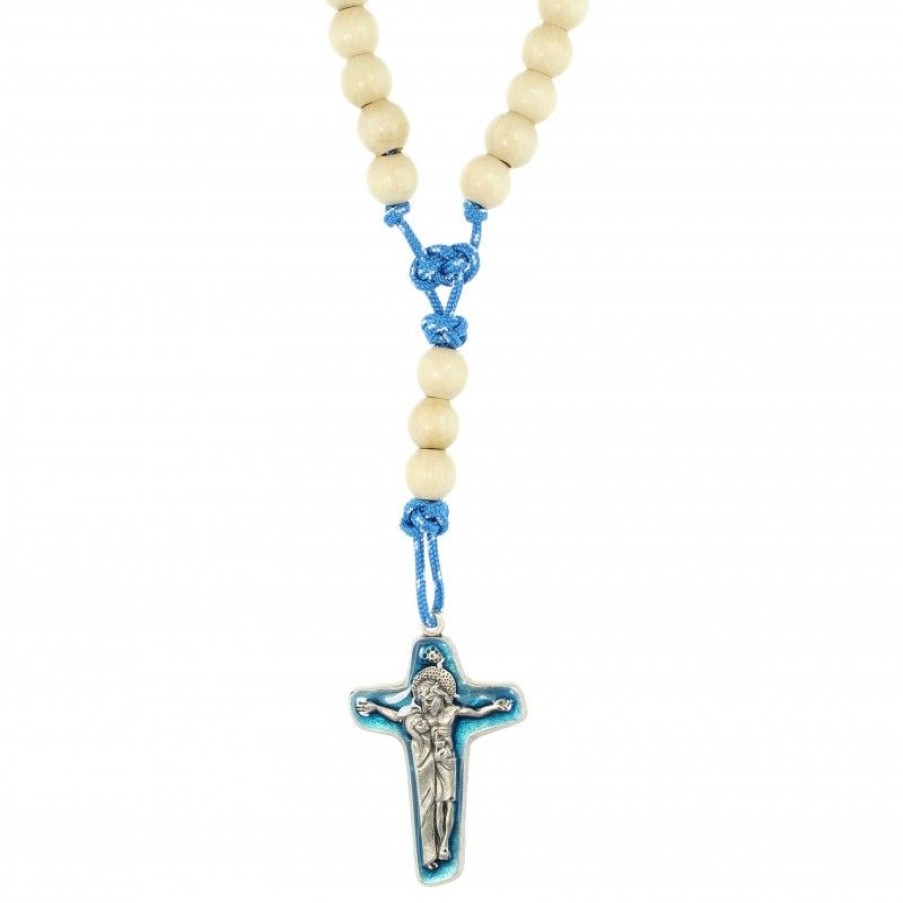 Palais du Rosaire Chapelet Corde | Chapelet En Corde De Parachute Avec Grains Blancs