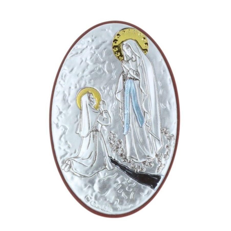 Palais du Rosaire Cadre Religieux | Cadre Religieux Ovale Apparition De Lourdes Argentee 5 X 7 Cm