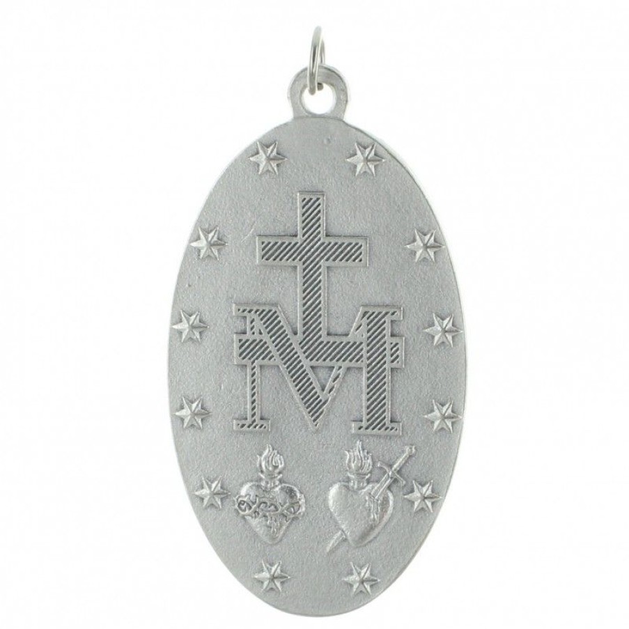 Palais du Rosaire Medaille Murale | Medaille Miraculeuse Grande Taille En Metal Argente 9Cm