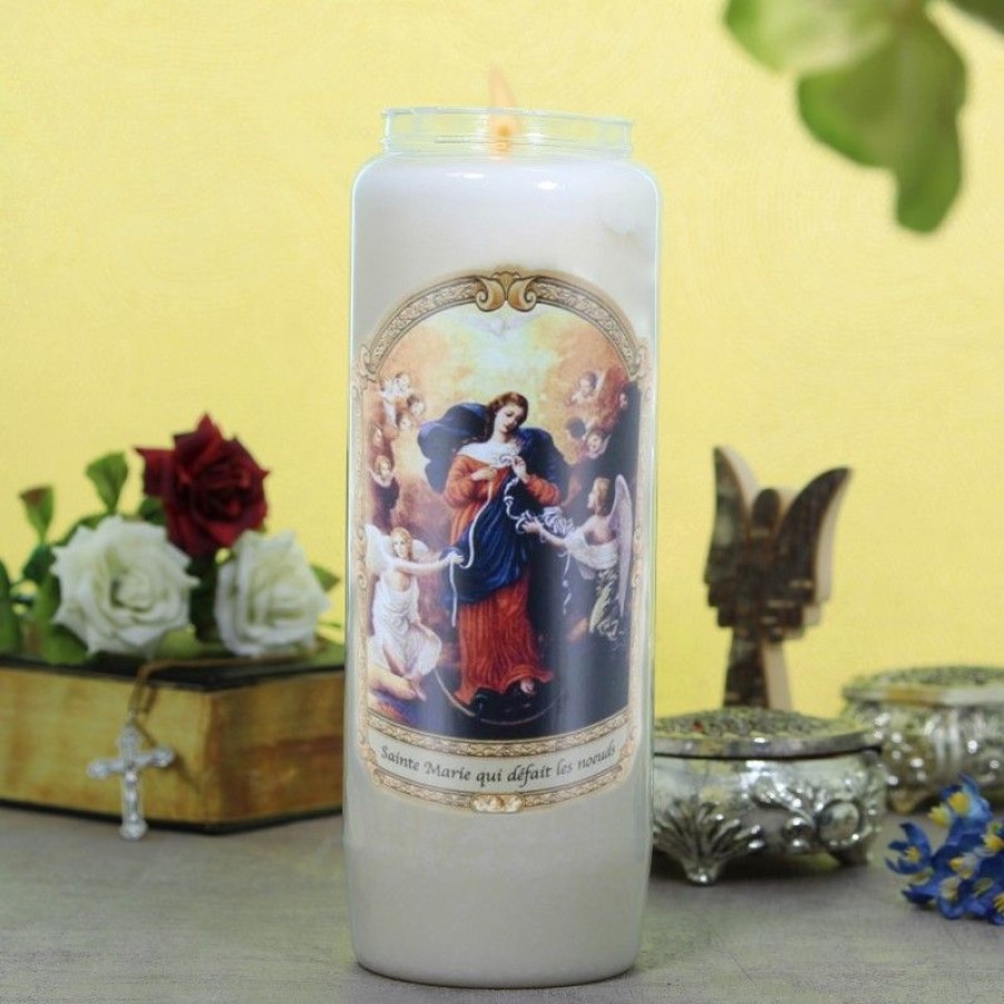 Palais du Rosaire Bougie Neuvaine | Bougie Neuvaine De Marie Qui Defait Les Noeuds 17,5 Cm
