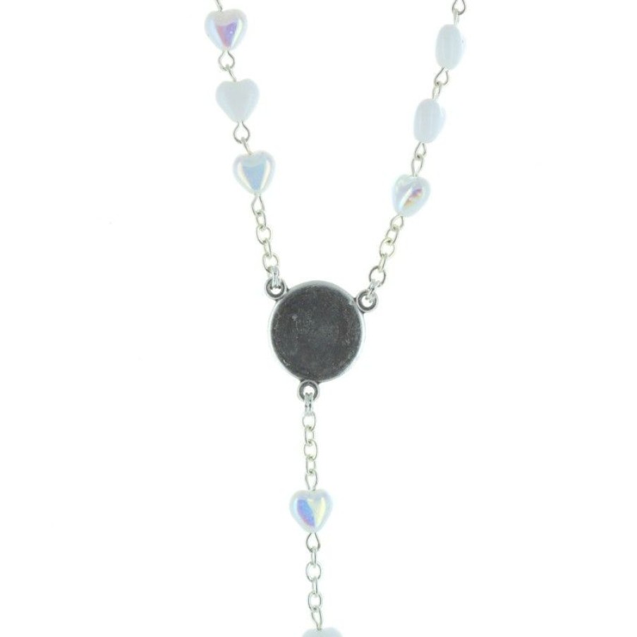 Palais du Rosaire Chapelet Pour Enfant | Chapelet De Communion Grains Blancs En Forme De Coeur