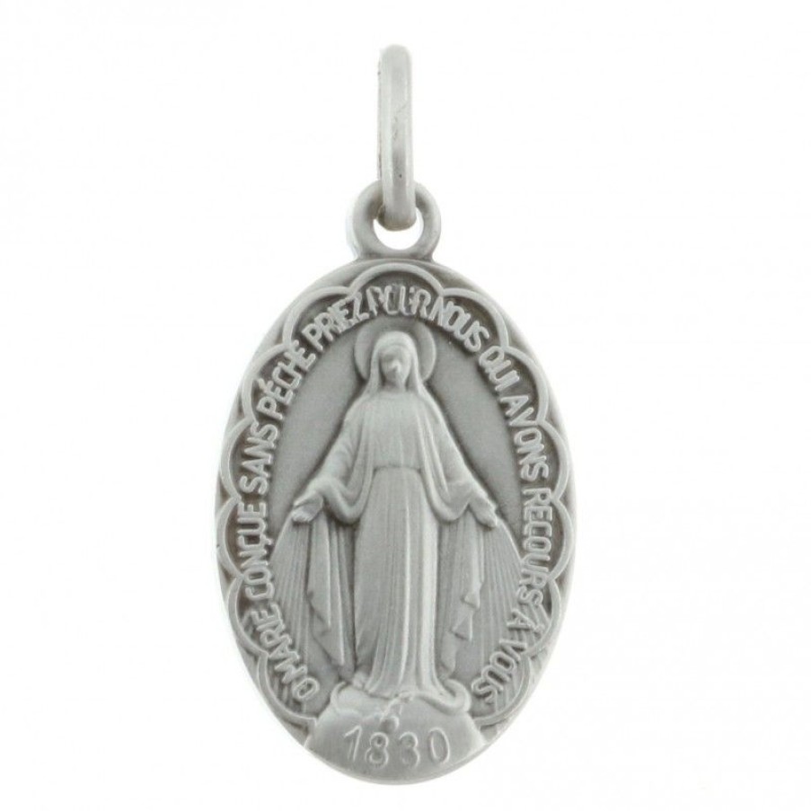 Palais du Rosaire Medaille Et Croix Argent | Medaille Argent De La Vierge Miraculeuse 20Mm
