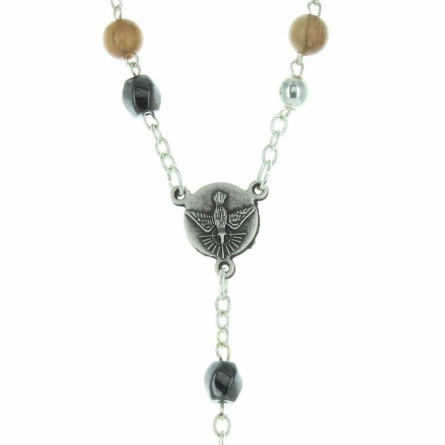 Palais du Rosaire Chapelet Bois | Chapelet De Lourdes Avec Des Grains En Hematite, Bois Et Metal