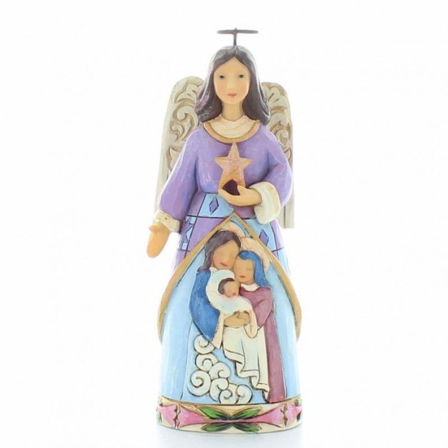 Palais du Rosaire Decoration De Noel | Statue D'Ange Gardien En Resine Avec Une Etoile - Resine - 18,5Cm