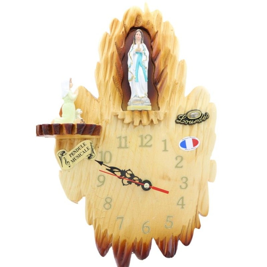 Palais du Rosaire Horloge | Pendule Musicale De L'Apparition De Lourdes En Bois