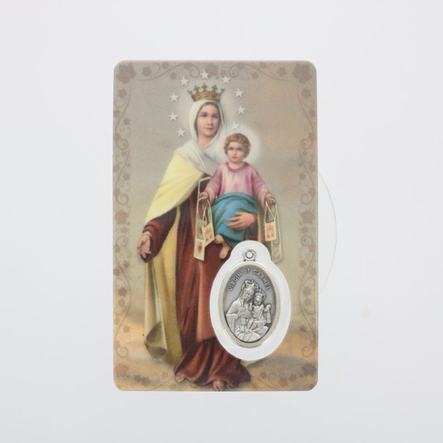Palais du Rosaire Image Religieuse | Carte De Priere Notre-Dame De Mont Carmel Avec Medaille