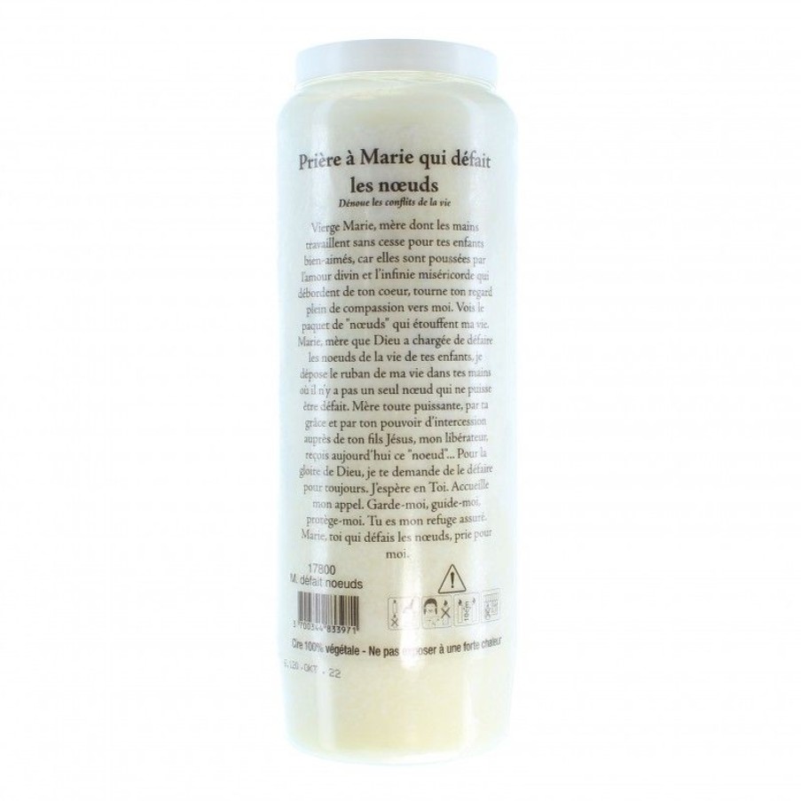 Palais du Rosaire Bougie Neuvaine | Lot De 3 Bougie De Neuvaine De Marie Qui Defait Les Noeuds Avec Prieres