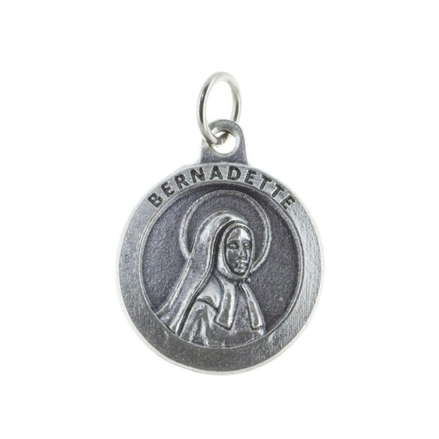 Palais du Rosaire Medaille Et Croix Metal | Medaille Metal De L'Apparition De Lourdes Et Portrait De Bernadette.