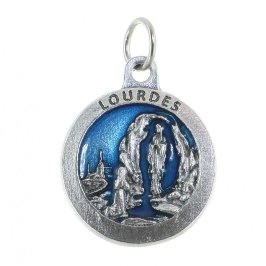 Palais du Rosaire Medaille Et Croix Metal | Medaille Metal De L'Apparition De Lourdes Et Portrait De Bernadette.