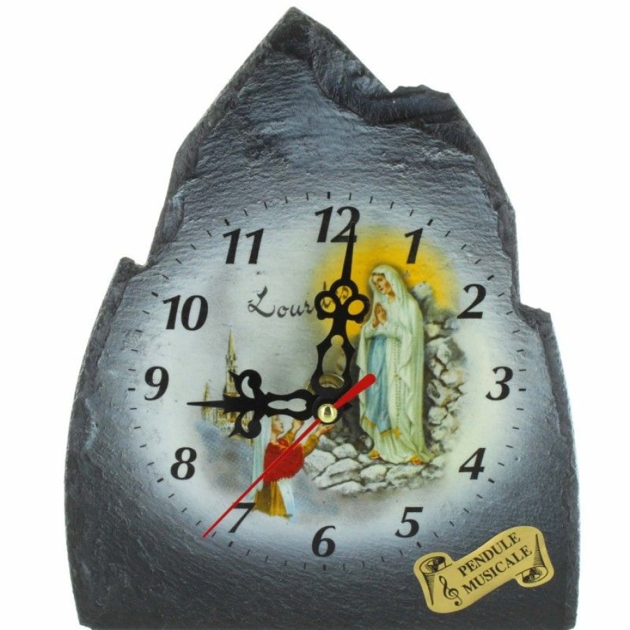 Palais du Rosaire Horloge | Horloge Musicale De Lourdes En Ardoise Des Pyrenees 17X23Cm