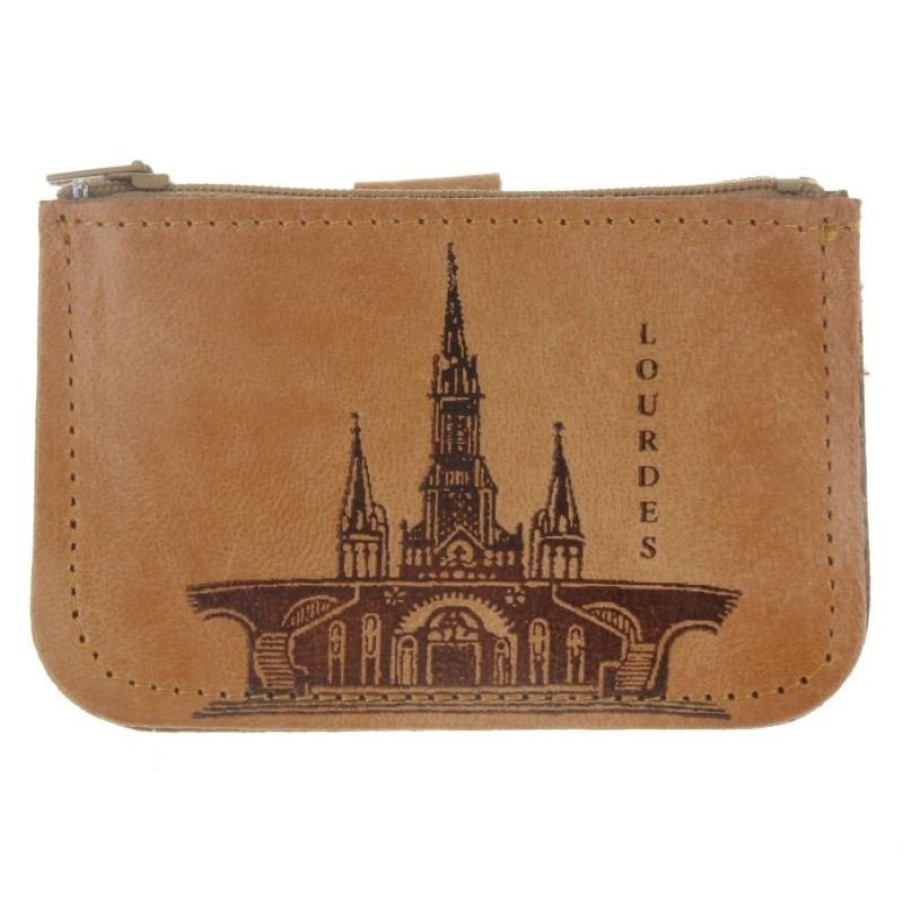 Palais du Rosaire Porte&Monnaie | Porte Monnaie De Lourdes En Cuir Veritable Avec Un Zip
