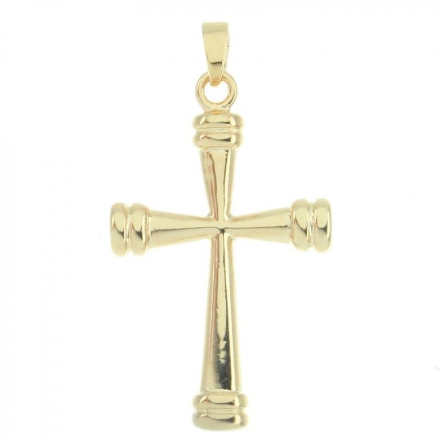 Palais du Rosaire Medaille Et Croix Plaque Or | Pendentif Croix Evasee En Plaque Or