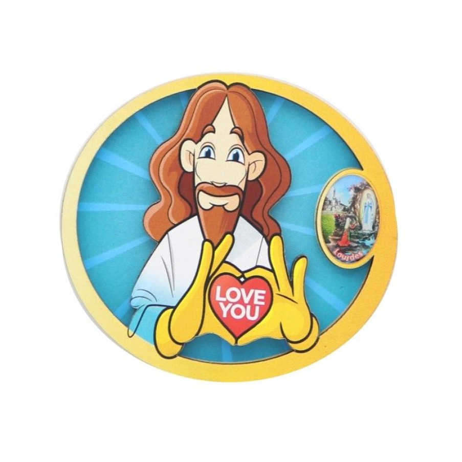Palais du Rosaire Magnet | Magnet Jesus Loves You En Coeur Avec L'Apparition De Lourdes