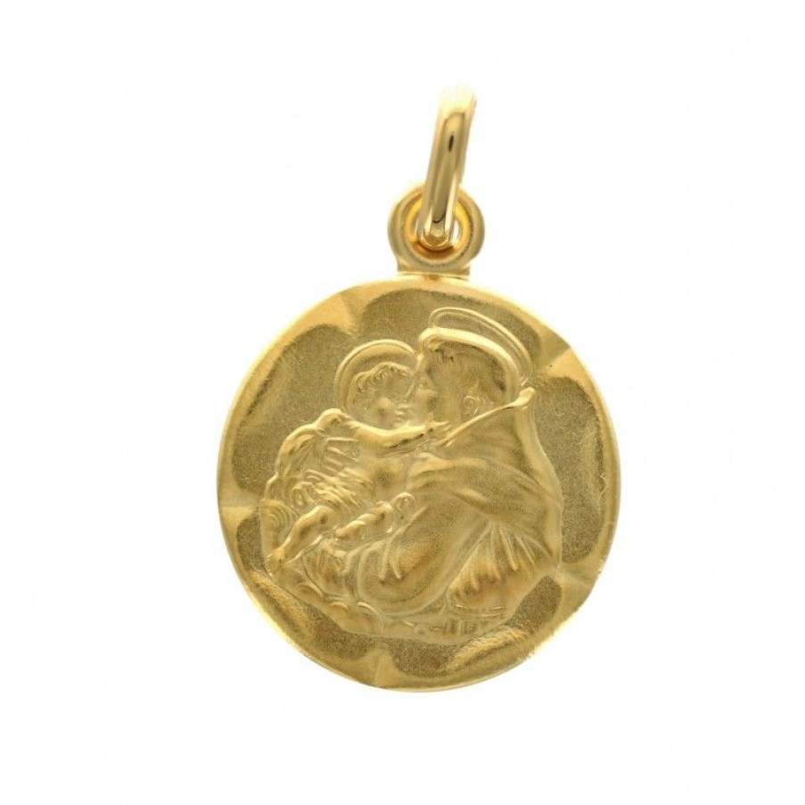 Palais du Rosaire Medaille Et Croix Plaque Or | Medaille De Saint Antoine En Plaque Or 20Mm