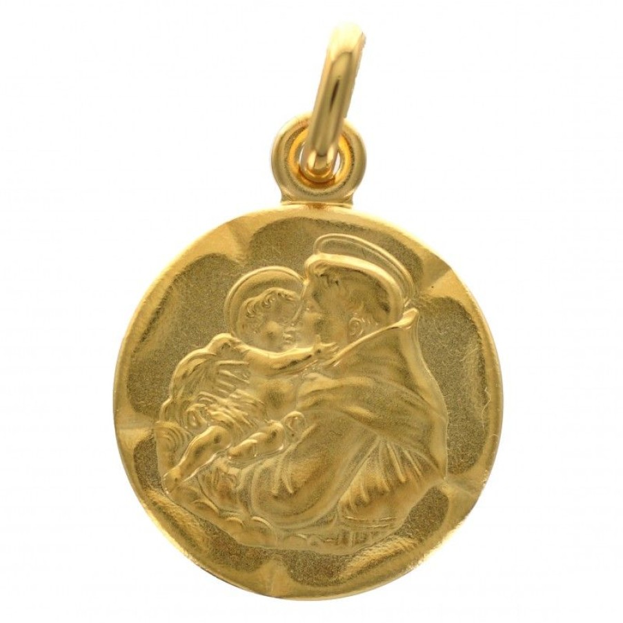 Palais du Rosaire Medaille Et Croix Plaque Or | Medaille De Saint Antoine En Plaque Or 20Mm