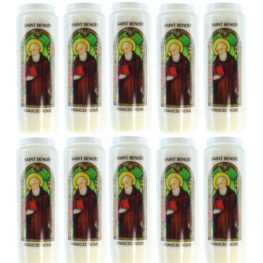 Palais du Rosaire Bougie Neuvaine | Lot De 10 Bougies De Neuvaine De Saint Benoit Avec Prieres