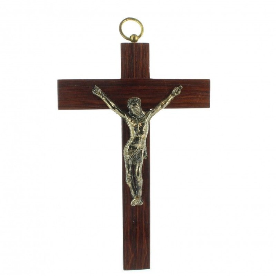 Palais du Rosaire Crucifix Bois | Crucifix En Bois De Bubinga Christ Dore De 12,5 Cm