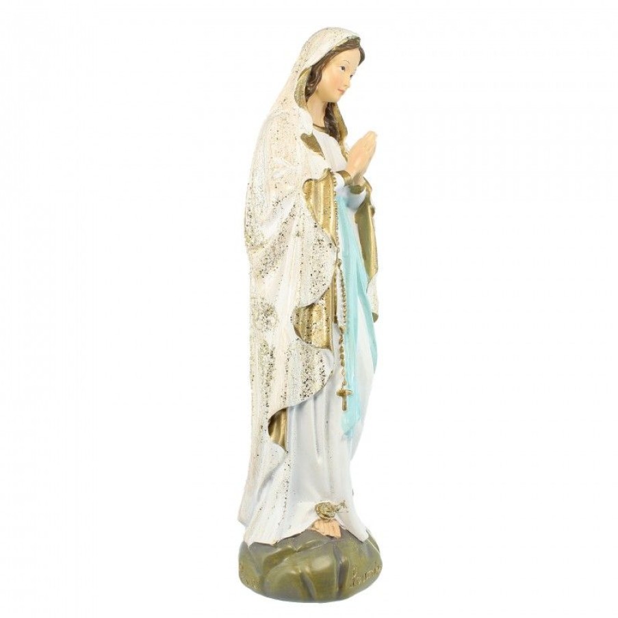 Palais du Rosaire Statue De Notre Dame De Lourdes | Statue Notre Dame De Lourdes A Paillettes En Resine 28Cm