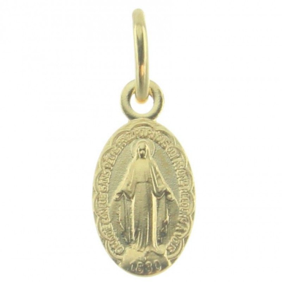 Palais du Rosaire Medaille Et Croix Plaque Or | Mini Medaille Miraculeuse En Plaque Or 10Mm