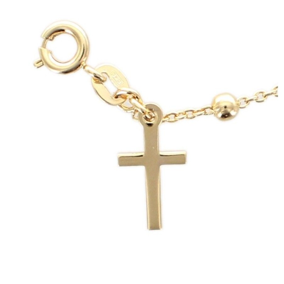 Palais du Rosaire Bracelet Plaque Or | Bracelet Dizainier En Plaque Or Avec Medaille Miraculeuse Et Une Croix