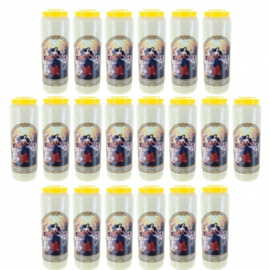 Palais du Rosaire Bougie Neuvaine | Lot De 20 Bougies De Neuvaine De Marie Qui Defait Les Noeuds 17,5 Cm