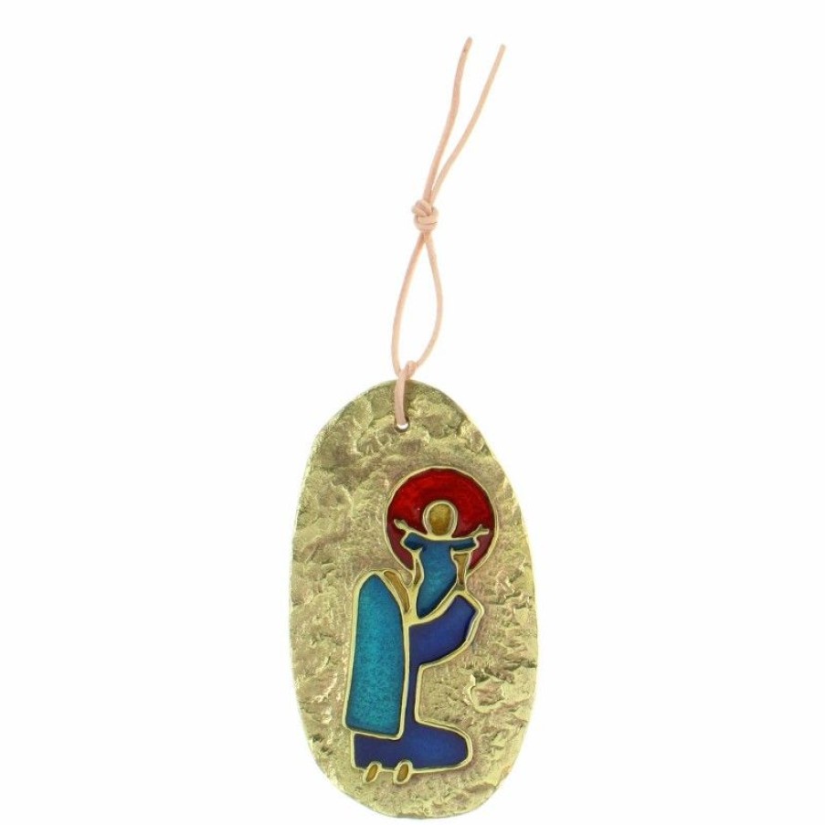 Palais du Rosaire Cadre Religieux | Medaillon De La Vierge A L'Enfant En Bronze Emaille 10,5Cm