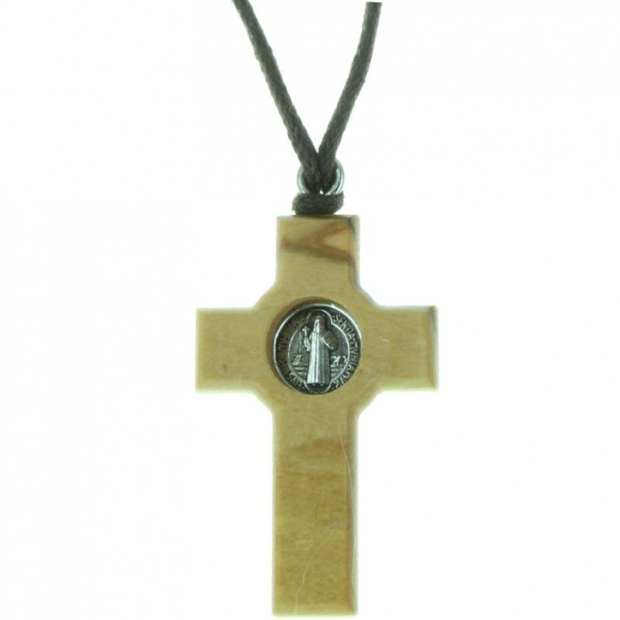 Palais du Rosaire Collier Fantaisie | Collier De Saint Benoit Avec Une Croix En Bois D'Olivier