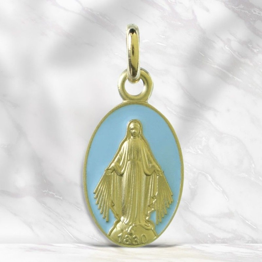 Palais du Rosaire Medaille Et Croix Or | Medaille Miraculeuse En Or 13Mm