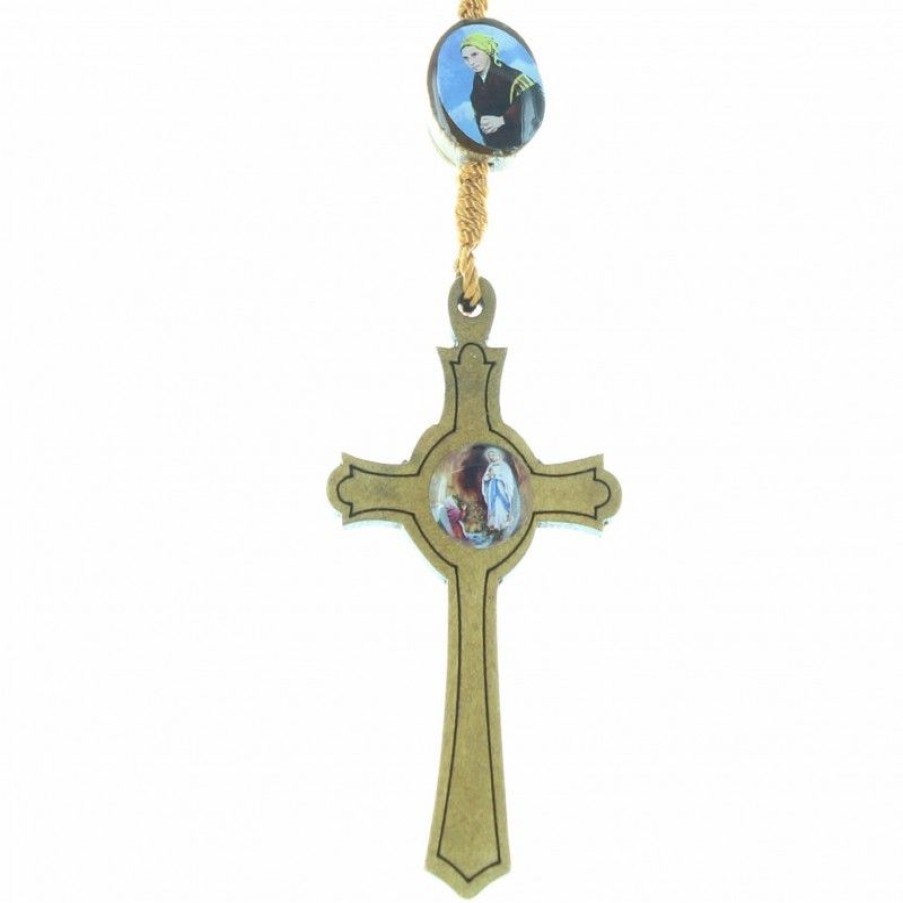 Palais du Rosaire Chapelet Bois | Chapelet De Lourdes En Corde Avec Paters Image De L'Apparition Et De Bernadette
