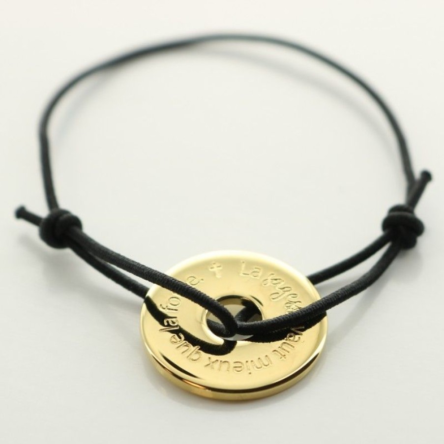 Palais du Rosaire Bracelet Fantaisie | Bracelet Anneau En Laiton Dore \\"La Sagesse Vaut Mieux Que La Force\\"