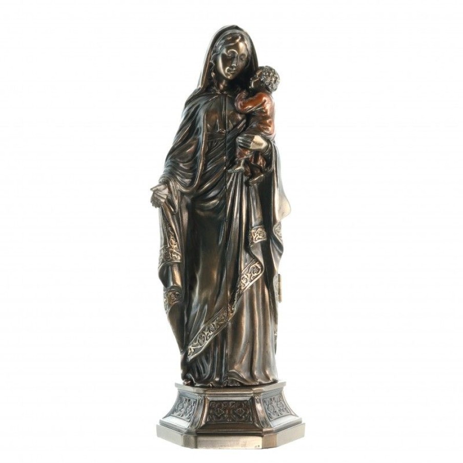 Palais du Rosaire Autre Statue De La Vierge | Statue De La Vierge A L'Enfant Bronze Coule A Froid 20Cm