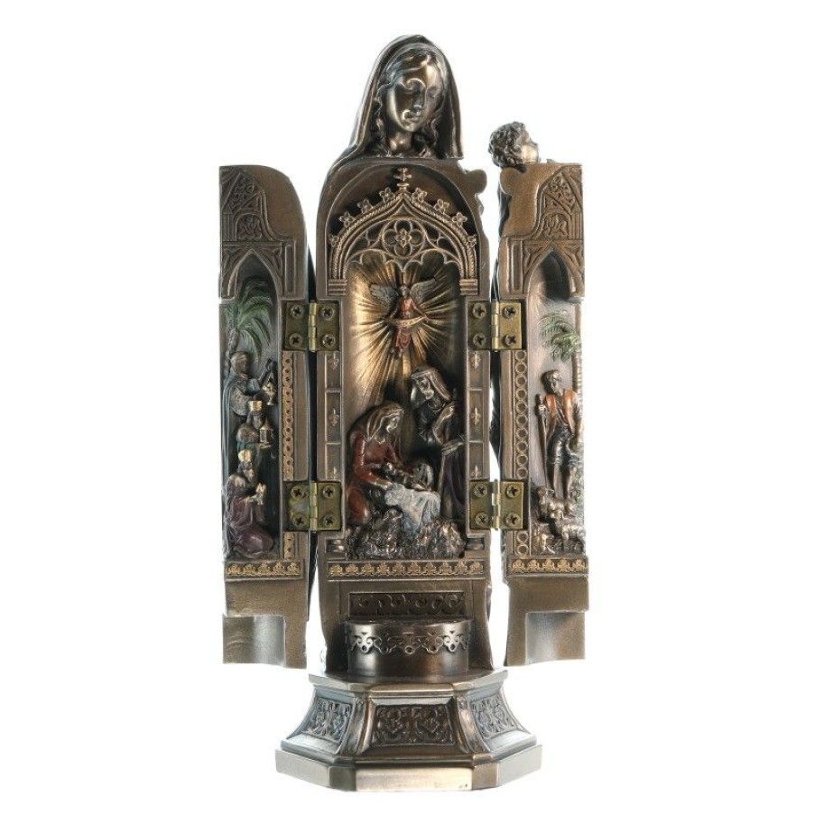Palais du Rosaire Autre Statue De La Vierge | Statue De La Vierge A L'Enfant Bronze Coule A Froid 20Cm
