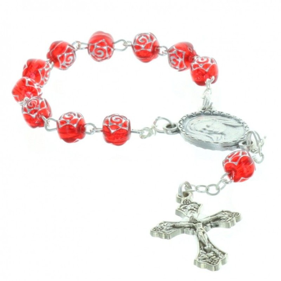 Palais du Rosaire Chapelet Dizainier | Chapelet Dizainier De Lourdes Grains En Forme De Rose Et Coeur Apparition De Lourdes