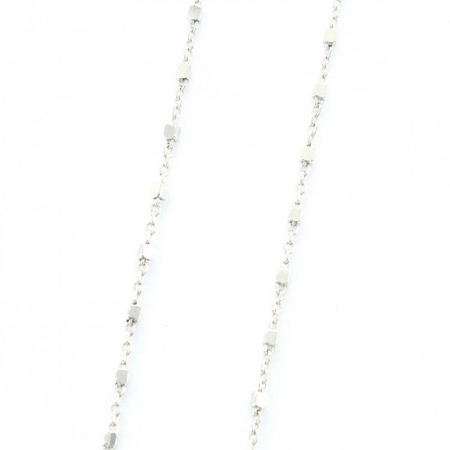 Palais du Rosaire Collier En Argent | Chaine En Argent Avec Des Grains Carrees 50 Cm
