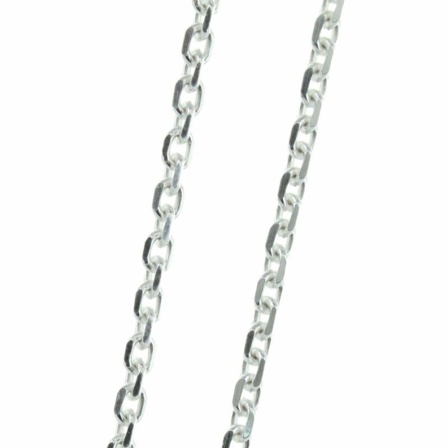 Palais du Rosaire Collier En Argent | Chaine En Argent Rhodie Maille Forcat Lime 70Cm