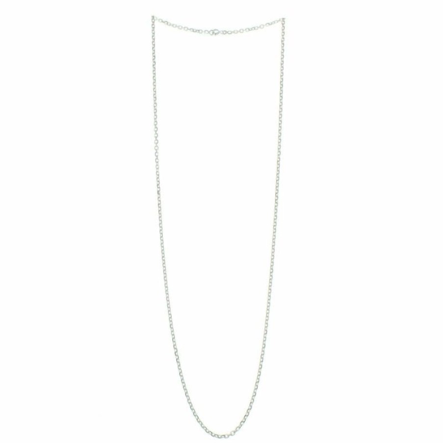 Palais du Rosaire Collier En Argent | Chaine En Argent Rhodie Maille Forcat Lime 70Cm