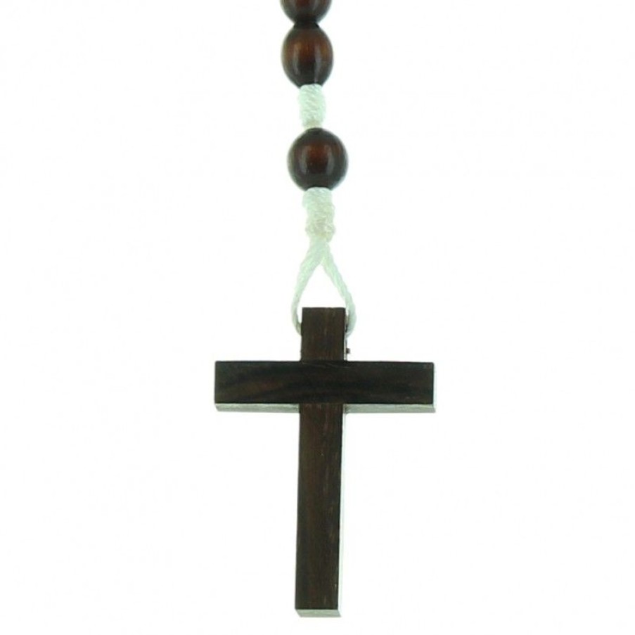 Palais du Rosaire Chapelet Bois | Chapelet En Bois De Coco Sur Corde Blanche
