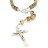 Palais du Rosaire Chapelet Pierre | Chapelet Saint Benoit En Pierre De Jaspe Et Corde Beige