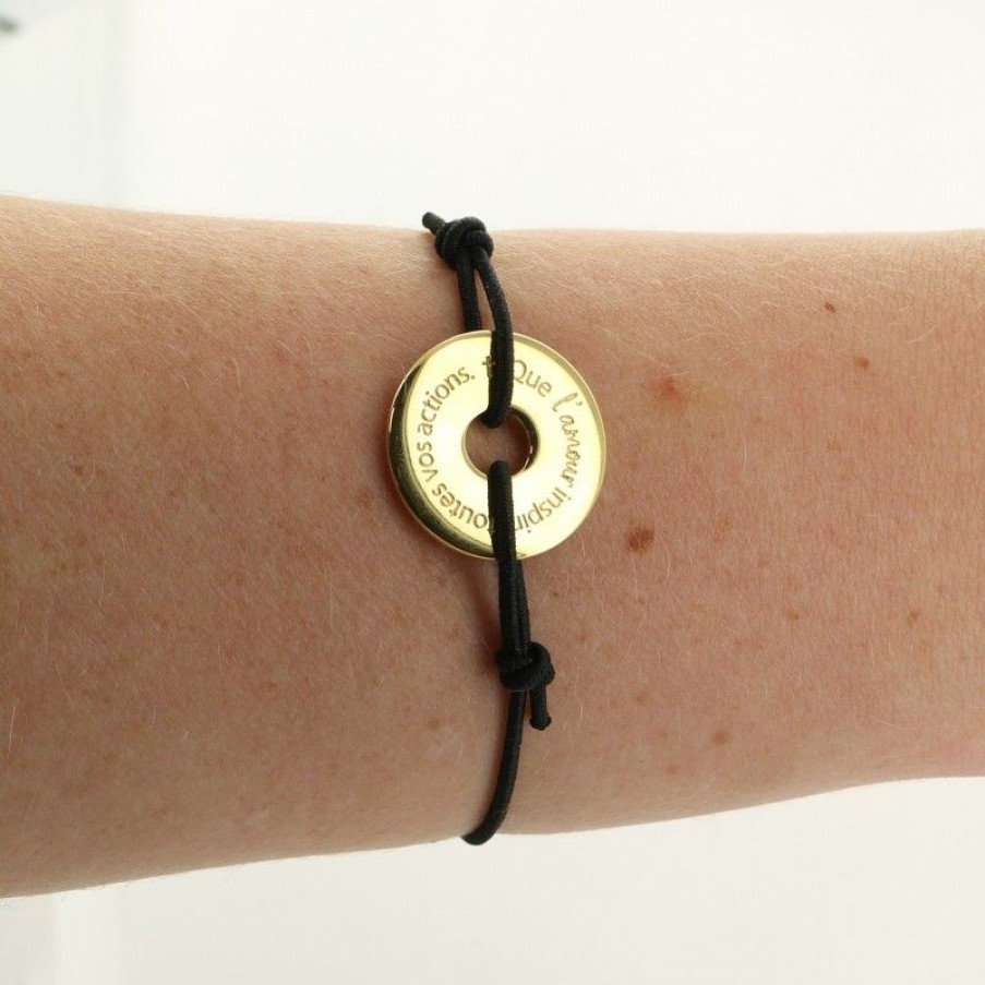 Palais du Rosaire Bracelet Fantaisie | Bracelet Anneau En Laiton Dore \\"Que L'Amour Inspire Toutes Vos Actions\\"