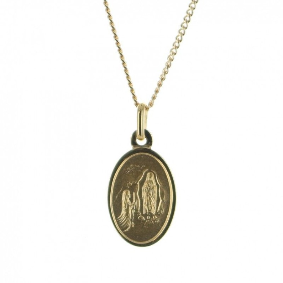 Palais du Rosaire Collier En Plaque Or | Parure En Plaque Or Avec Medaille Double Face 17Mm