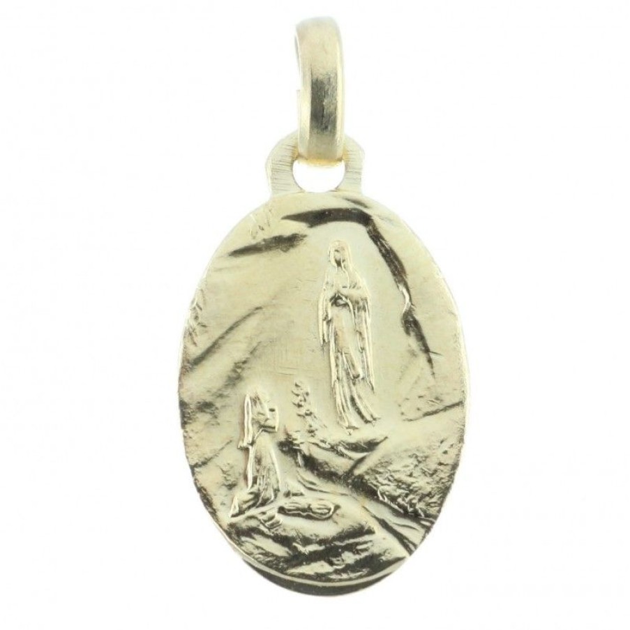 Palais du Rosaire Medaille Et Croix Metal | Medaille Metal Dore De L'Apparition De Lourdes En Boite