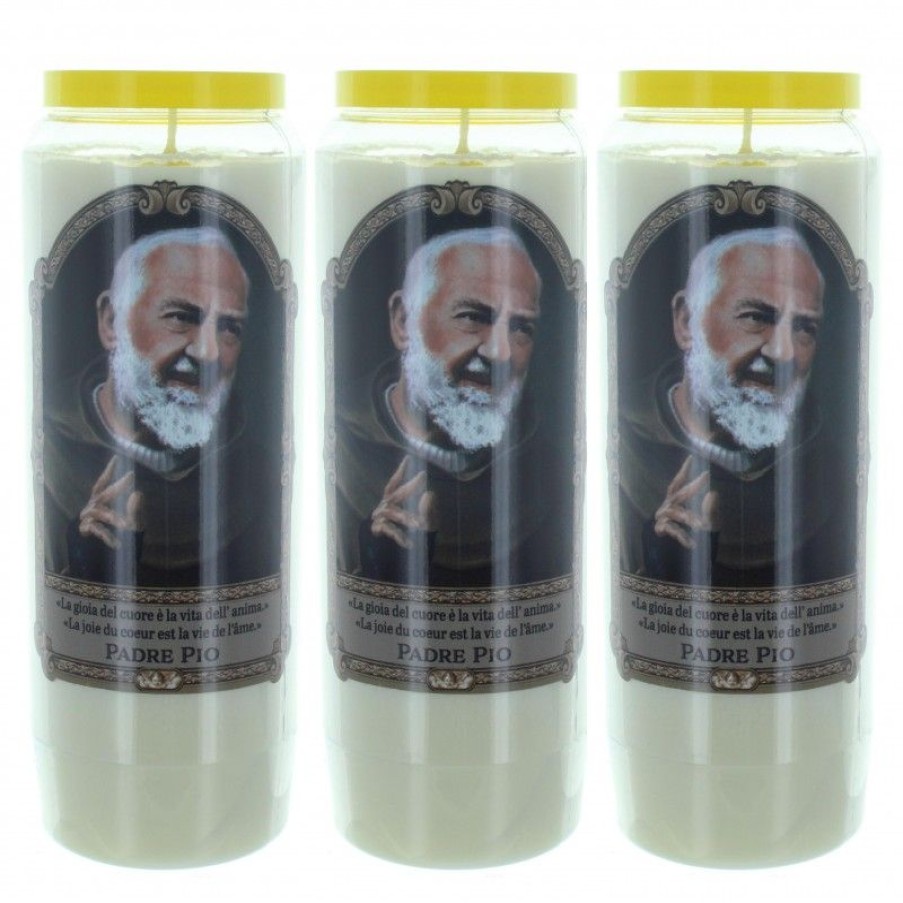 Palais du Rosaire Bougie Neuvaine | Lot De 3 Bougies Neuvaine De Padre Pio 17,5Cm