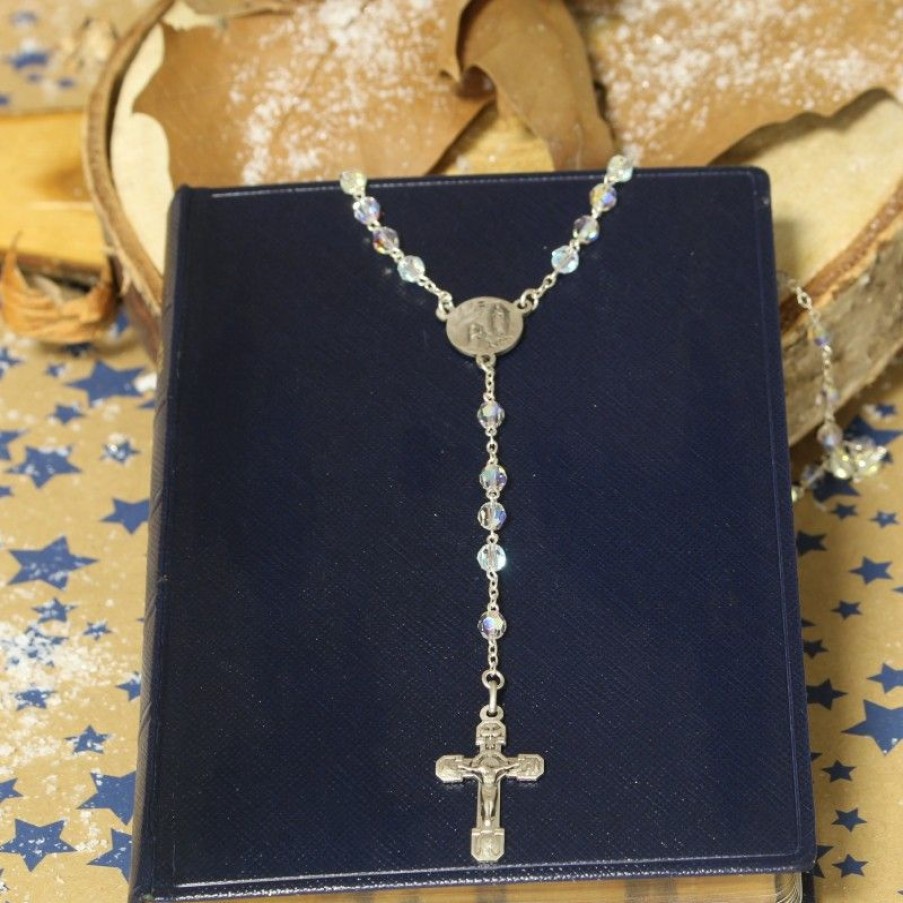 Palais du Rosaire Chapelet Argent | Chapelet En Argent Avec Veritables Perles Swarovski De 5 Mm