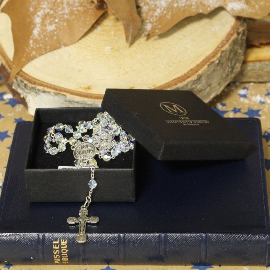 Palais du Rosaire Chapelet Argent | Chapelet En Argent Avec Veritables Perles Swarovski De 5 Mm