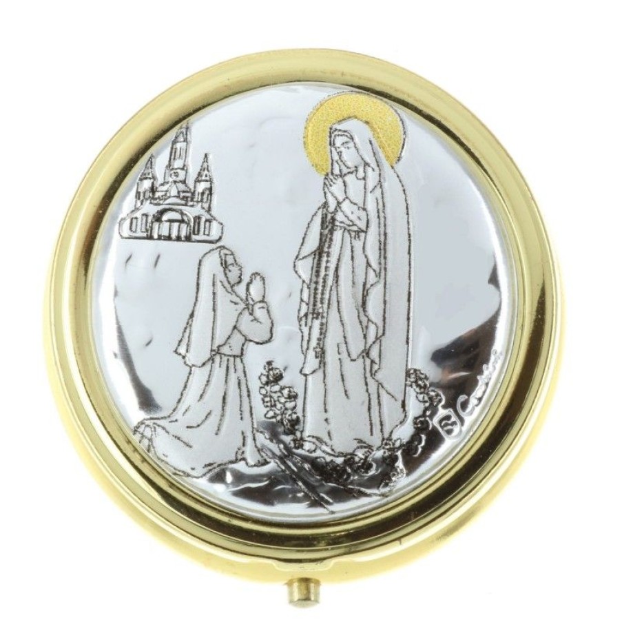Palais du Rosaire Custode | Custode A Hosties Avec L'Apparition De Lourdes 4,5 X 4,5Cm